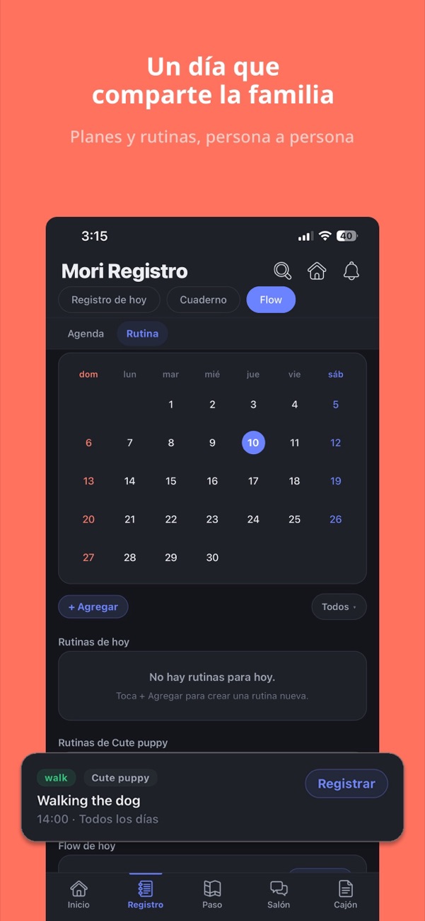 Un calendario familiar y rutinas por persona